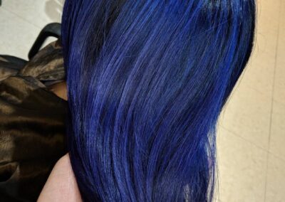 Gorgeous blue hair created by Hi-Lite Wraps